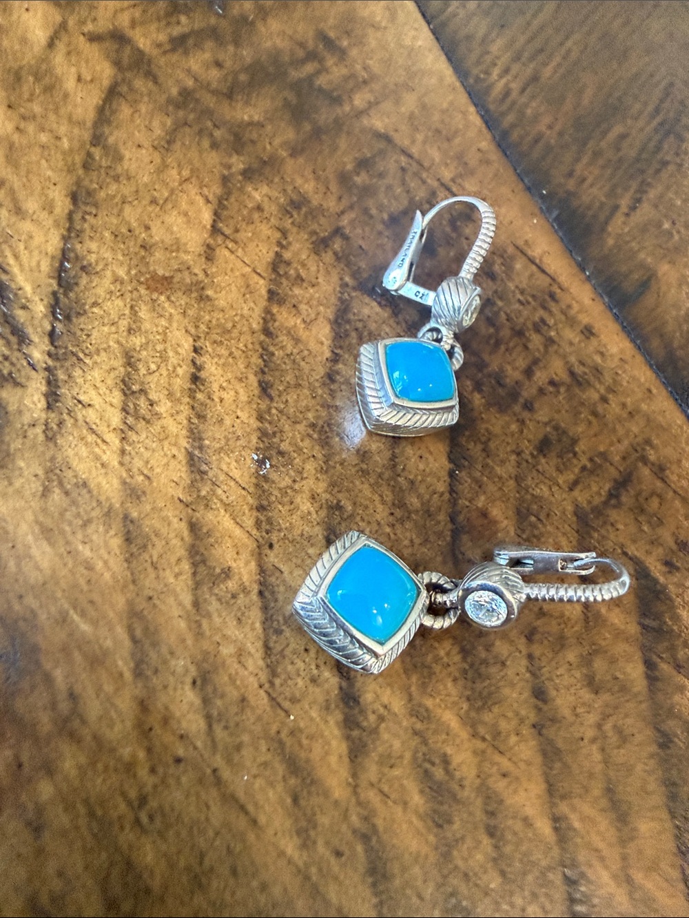 Judith Ripka Turquoise Square Drop Earrings in Sterling Silver - Picture 6 of 7